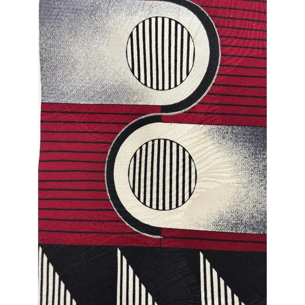 Valentino Rudy Men's 100% Silk Tie Made in Italy Red Black Geometric Abstract